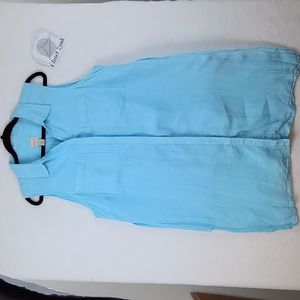 Chico's Women's Sleeveless Tunic  Top Linen Size 2 Turquoise